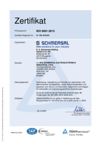 DIN EN ISO 9001: Single certificate: German/English/Portuguese